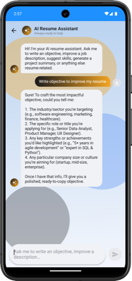 FileForge AI resume assistant chat